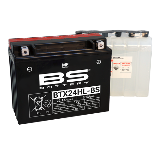 STX24HL-BS Motorcycle Battery - AGM Maintenance Free Replacement