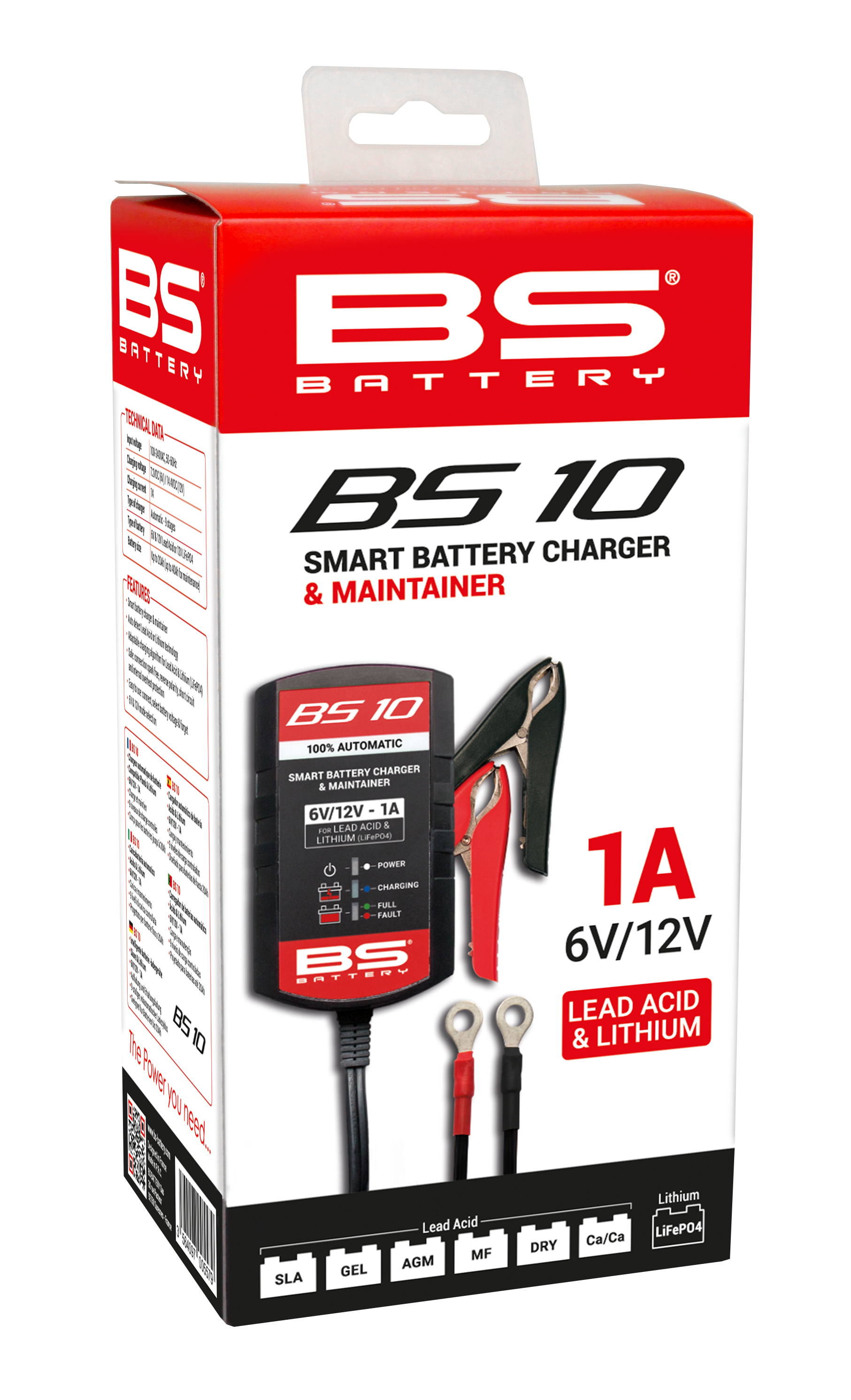 Chargeur Batterie Moto Bs Battery Chargeur Bs Bs10 6v/12v 1a